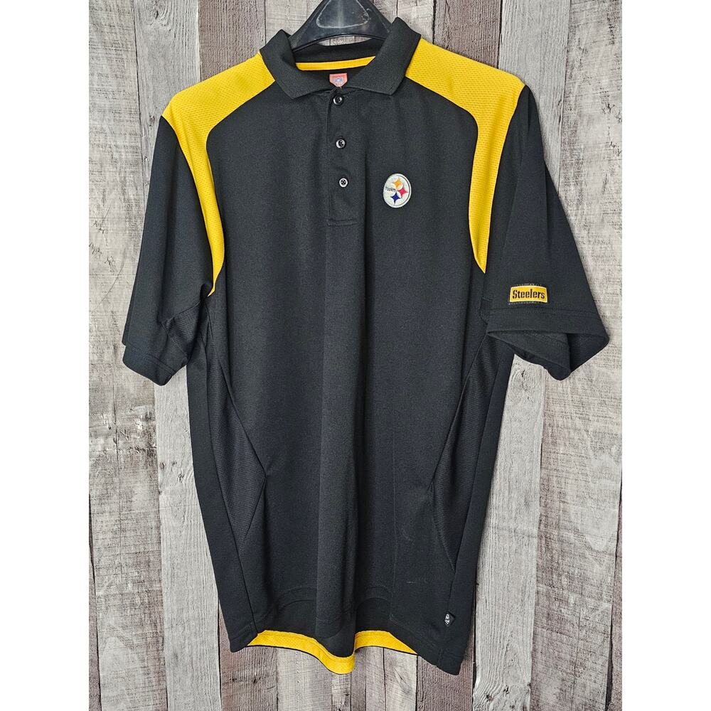 NFL PITTSBURGH STEELERS Polo Shirt Football Team Gift Black Gold Men's Medium